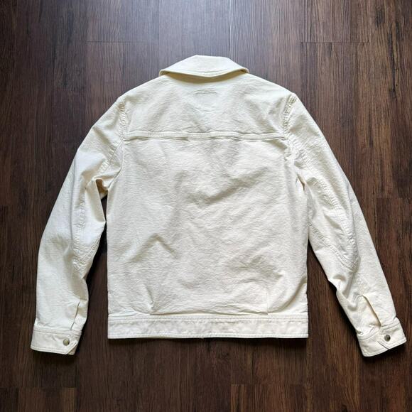 Express Off-White Stretch Denim Zip Front Jacket – Collared – Size S - Picture 3 of 4